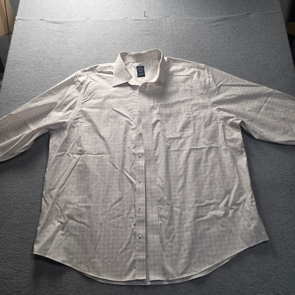 Brooks Brothers Dress Shirt Mens 19.5 34/35 Non Iron Stretch Supima Cotton Plaid